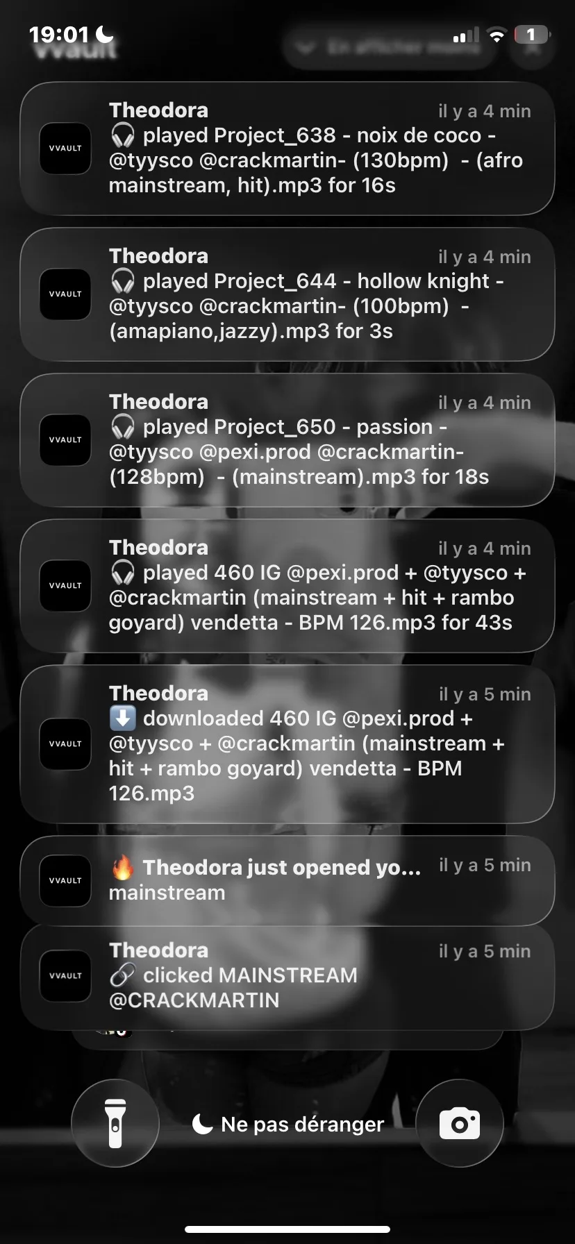 Notifications d'activité en direct