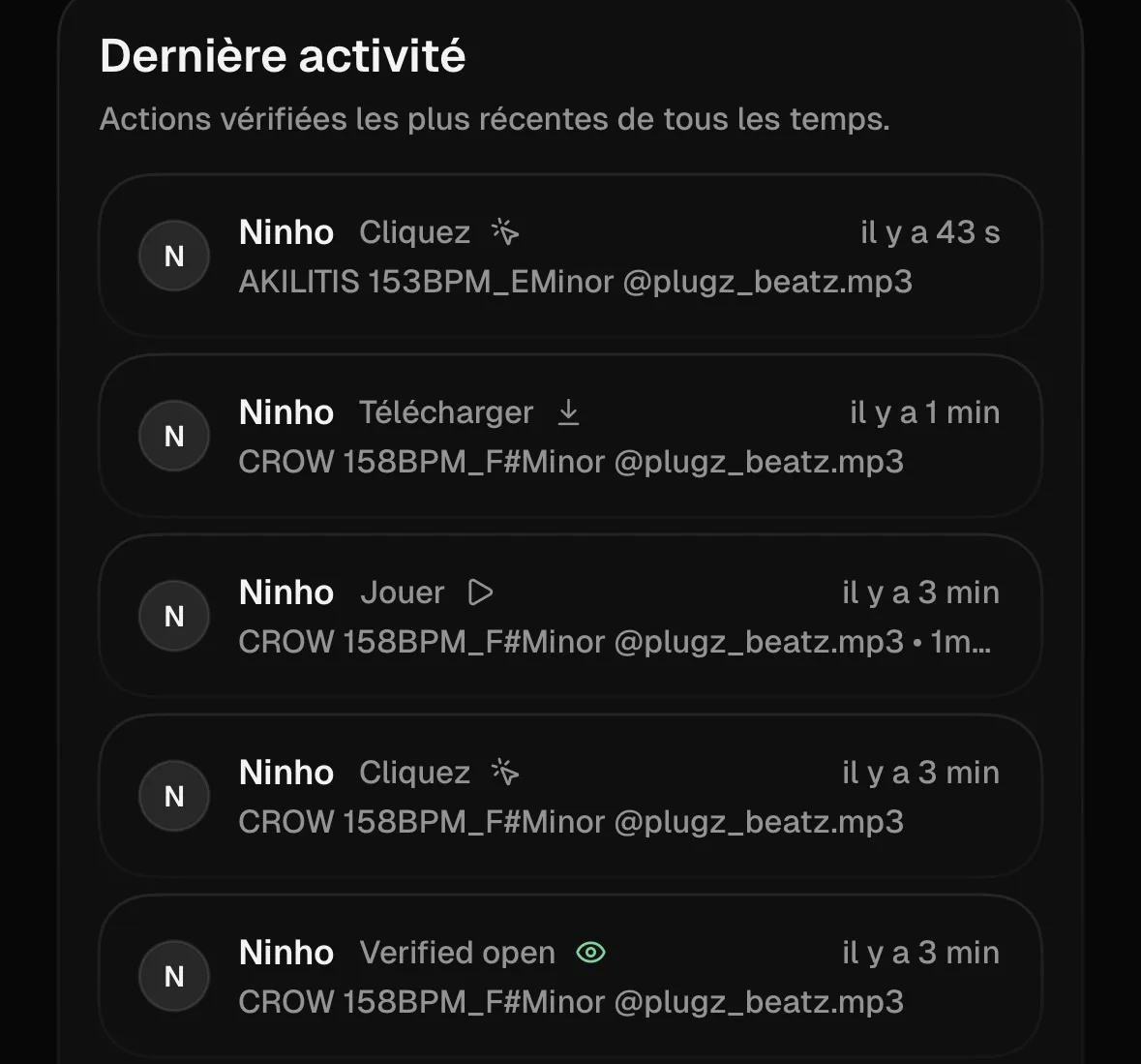 Ninho ouvre, joue et télécharge des prods